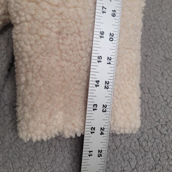 J.Crew Teddy Sherpa Coat Medium Ivory Cream Button Down Collared Lined BA527 - Picture 10 of 12